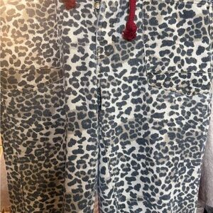 BiBi Leopard-Print Button Shirt with Red Drawstring